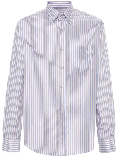 Paul & Shark Striped Cotton Shirt In Grey