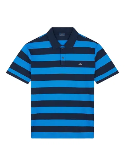 Paul & Shark Cotton Polo Shirt Striped Pattern In Blue