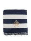 Paul & Shark Striped Embroidered Blanket In Blue