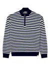 Paul & Shark Striped Wool Cashmere Half Zip Sweater In Blue