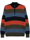 Paul & Shark Striped Half Zip Wool Sweater