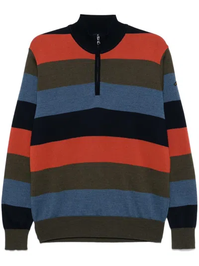 Paul & Shark Striped Half Zip Wool Sweater