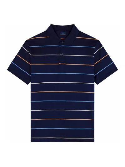Paul & Shark Striped Jersey Cotton Pole In Blue