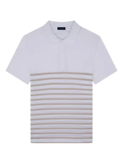Paul & Shark Striped Knitted Polo Shirt In White