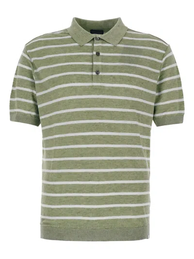 Paul & Shark Classic Striped Linen Polo With Collared Neckline
