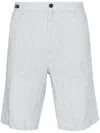 Paul & Shark Striped Linen Shorts In Blue