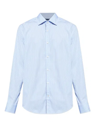 Paul & Shark Striped Long-sleeved Shirt In Blue
