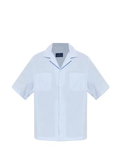 Paul & Shark Camp Collar Striped Shirt Short Sleeves Pockets In Blue