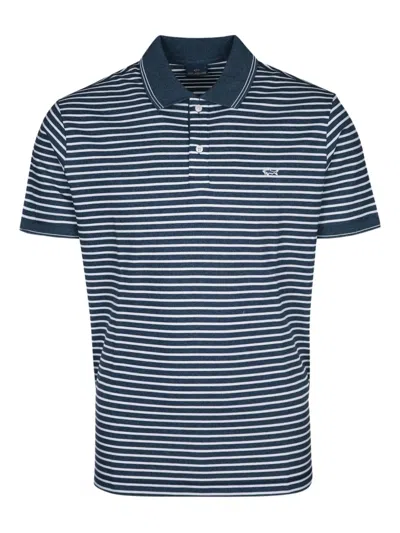 Paul & Shark Striped Polo Shirt In Blue