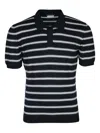 Paul & Shark Black Short Sleeve Striped Polo