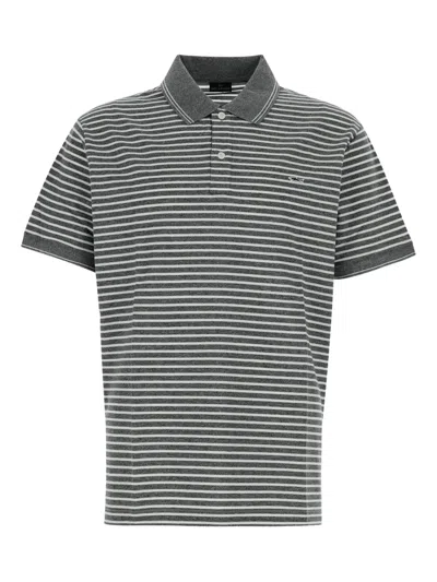 Paul & Shark Striped Polo Shirt In Gray