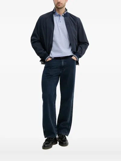 Paul & Shark Striped Polo Shirt In Blue