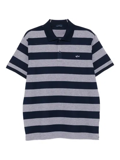 Paul & Shark Striped Polo Shirt In Blue