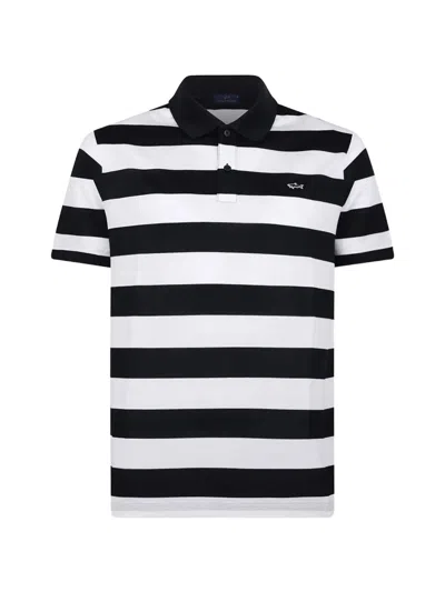 Paul & Shark Striped Polo Shirt In White