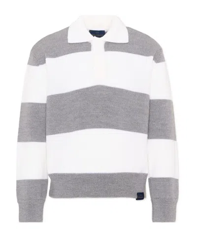 Paul & Shark Striped Polo Sweater In Purple