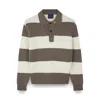 Paul & Shark Striped Re-wool Polo Shirt In Brown