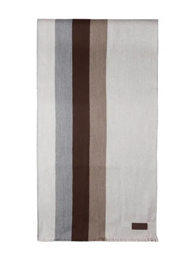 Paul & Shark Striped Scarf In Brown