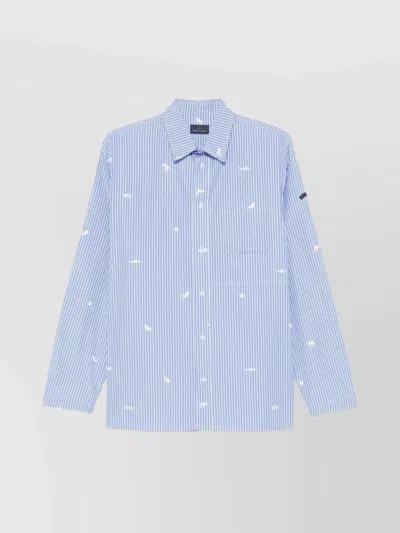 Paul & Shark Striped Shirt Featuring Chest Pocket In Blue