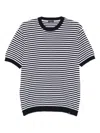 Paul & Shark Striped Short Sleeve Crew Neck Sweater In White