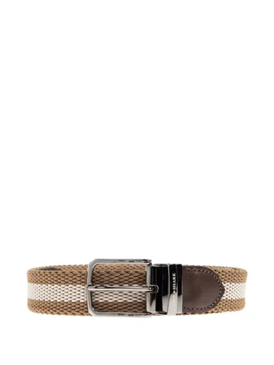 Paul & Shark Striped Woven Belt In Brown