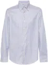 Paul & Shark Stripped Cotton Shirt In Blue
