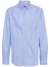 Paul & Shark Stripped Cotton Shirt In Blue