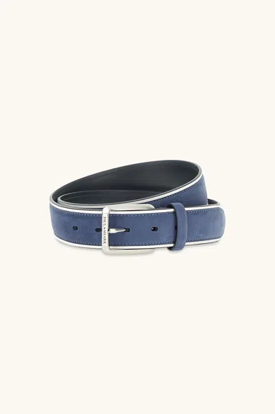 Paul & Shark Suede Belt With Contrasting Edges In Blue
