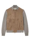 Paul & Shark Suede Wool-paneled Bomber Jacket In Brown