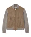 Paul & Shark Suede Wool-paneled Bomber Jacket In Brown