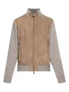 Paul & Shark Suede Wool-paneled Bomber Jacket In Brown