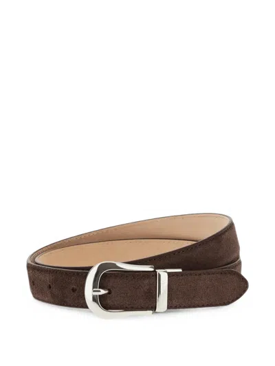Paul & Shark Suede-finish Buckle-fastening Belt In Brown