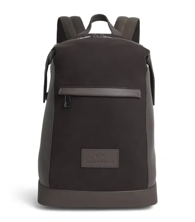 Paul & Shark Suede-leather Logo Backpack In Brown