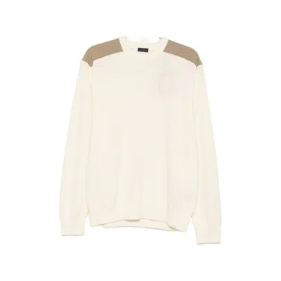 Paul & Shark Contrast-panel Crew-neck Sweater In Neutral