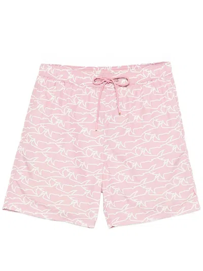 Paul & Shark Swimwear Portofino With Iconic Sharks Waves Print In Multi