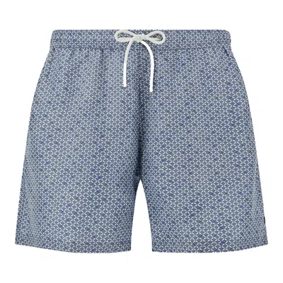 Paul & Shark Swimwear With Micro Shark Geometry Print In Blue