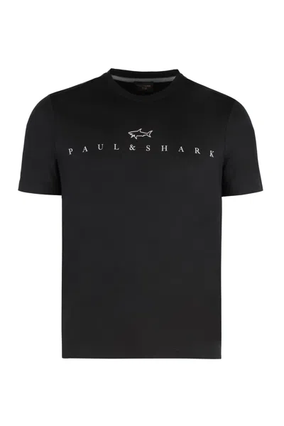 Paul & Shark T-shirt Crew Neck In Cotton Blend In Black