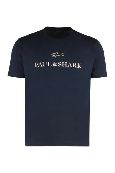 Paul & Shark Cotton Jersey T-shirt Featuring Logo Design In Blue