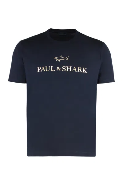 Paul & Shark Cotton Jersey T-shirt Featuring Logo Design In Blue