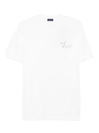 Paul & Shark Crew Neck Short Sleeve Straight Hem T-shirt In White