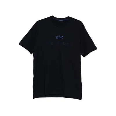 Paul & Shark Cotton Jersey T-shirt With Logo Print In Blue