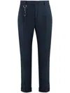 Paul & Shark Cuffed Hem Cotton Trousers With Key Ring In Blue