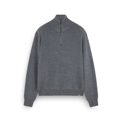 Paul & Shark Tech Wool Half Zip Sweater In Gray