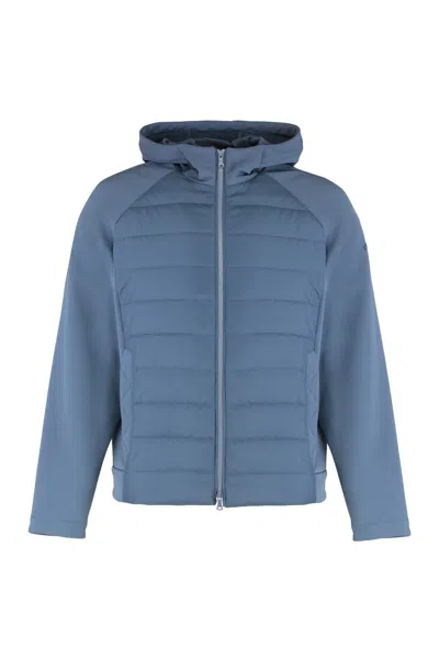 Paul & Shark Technical Fabric Jacket With Zip And Hood In Light Blue