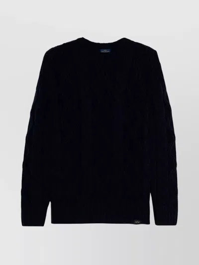 PAUL & SHARK TEXTURED KNIT CREW NECK WOOL SWEATER