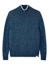 Paul & Shark Textured Knit Turtleneck Sweater With Half-zip Closure In Blue