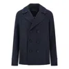 Paul & Shark Double-breasted Wool Peacoat With Structured Silhouette In Blue