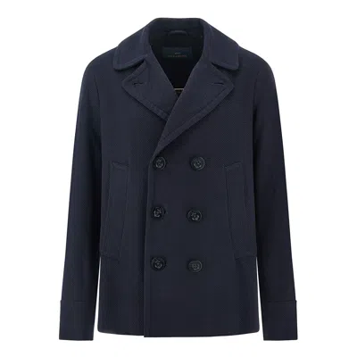 Paul & Shark The Peacoat In Textured Wool And Cotton In Blue