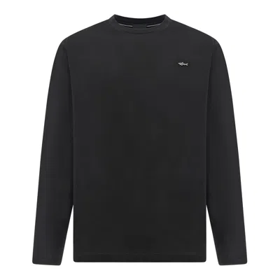 Paul & Shark Long Sleeve Double Mercerised Cotton Jersey T-shirt In Black