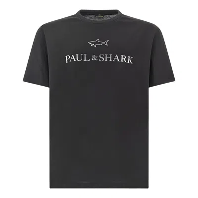 Paul & Shark Light Cotton Jersey T-shirt With Print In Gray