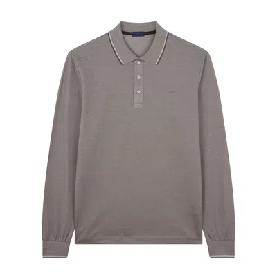 Paul & Shark Two-tone Piqué Cotton Polo Shirt With Shark Fin Embroidery In Gray